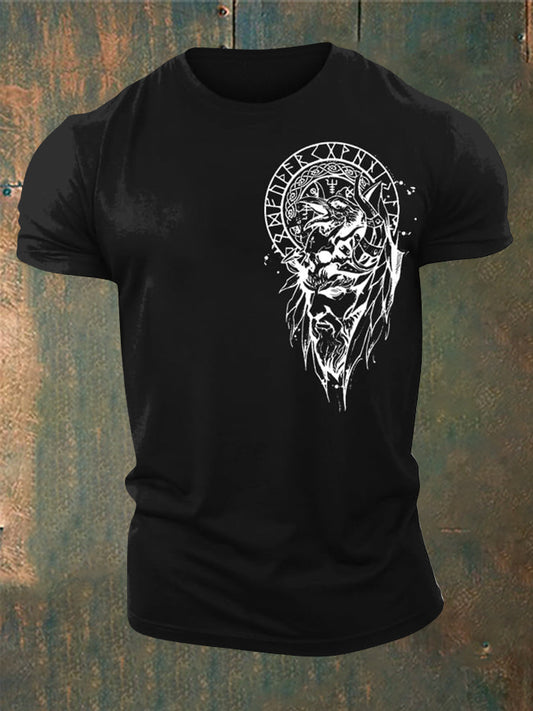 Men's Viking Style Vegvísir&Ravens Printed T-Shirt