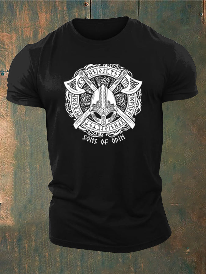 Men's Viking Style Sons of Odin Printed T-Shirt