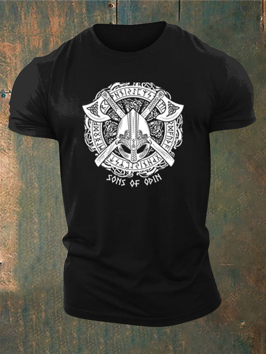 Men's Viking Style Sons of Odin Printed T-Shirt