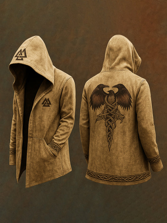 Men's Viking style thin hooded cardigan