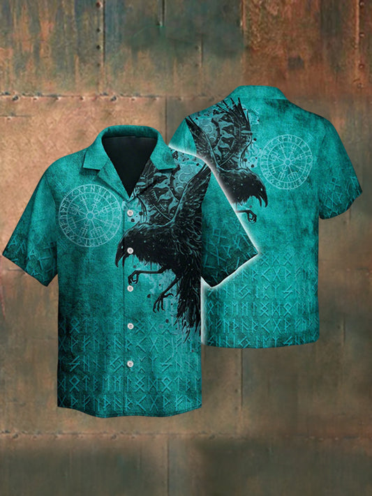 Men's Raven's Omen The Wisdom Of Odin Awaits Short Sleeve Shirt