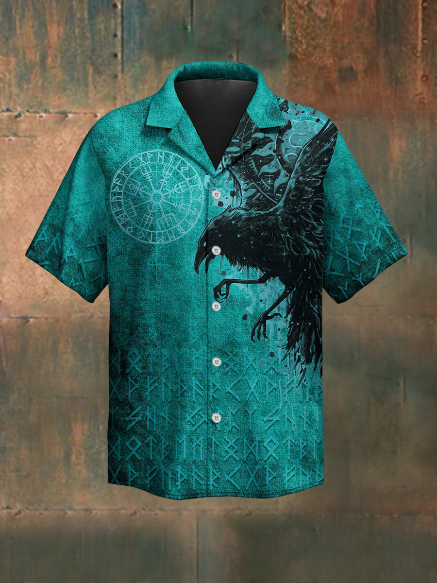 Men's Raven's Omen The Wisdom Of Odin Awaits Short Sleeve Shirt