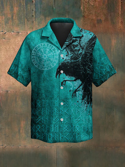 Men's Raven's Omen The Wisdom Of Odin Awaits Short Sleeve Shirt