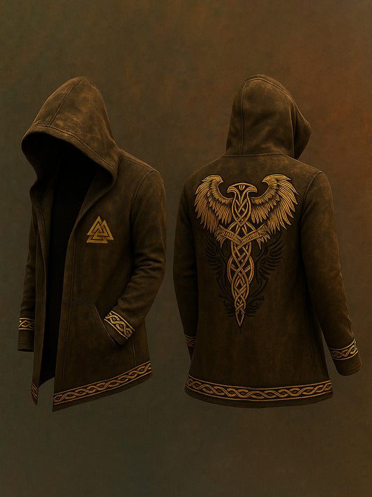 Men's Viking style thin hooded cardigan