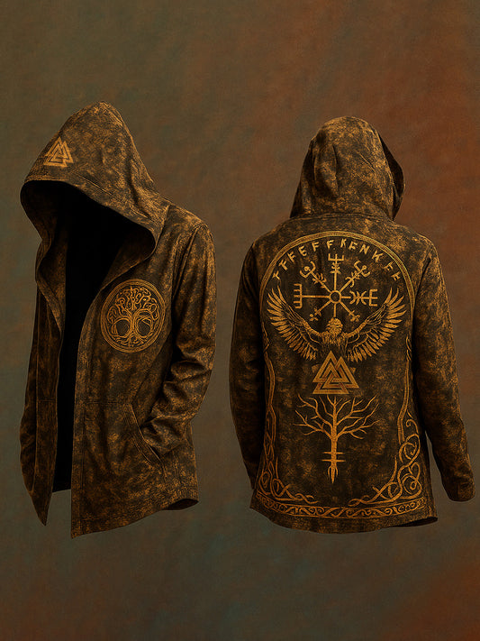 Men's Viking style thin hooded cardigan