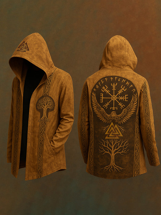 Men's Viking style thin hooded cardigan