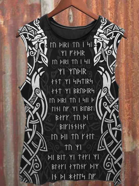 Men's Viking Inspired Print Vintage Tank Top
