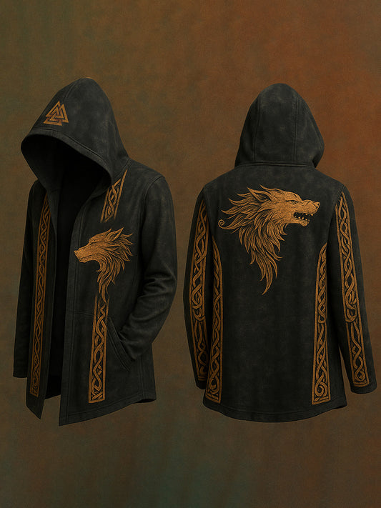Men's Viking style thin hooded cardigan