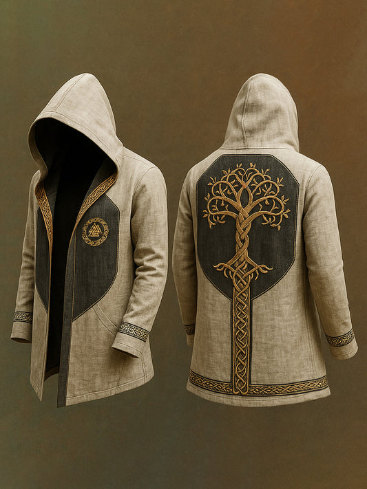 Men's Viking style thin hooded cardigan