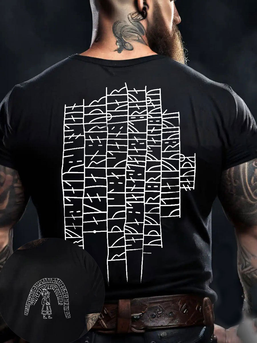 Men's Viking Style Authentic Gotland Runestone Norse Rune Printed T-shirt