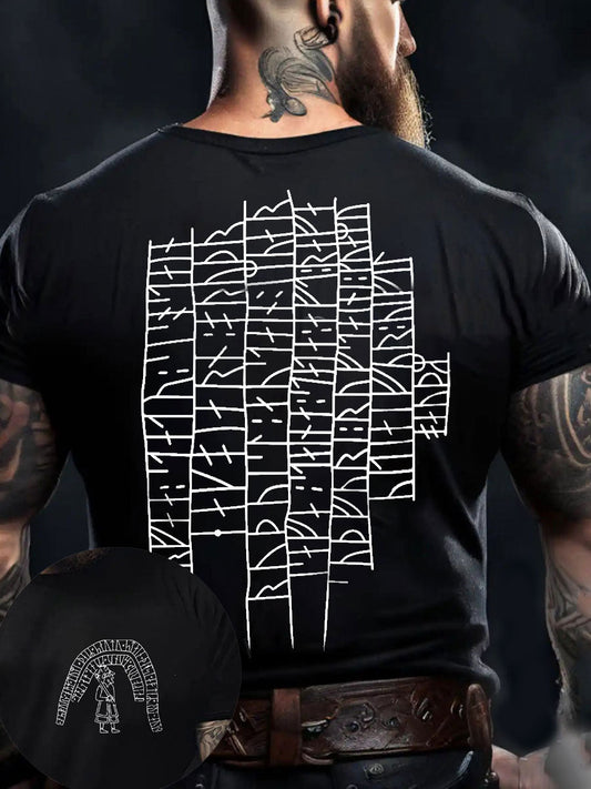 Men's Viking Style Authentic Gotland Runestone Norse Rune Printed T-shirt