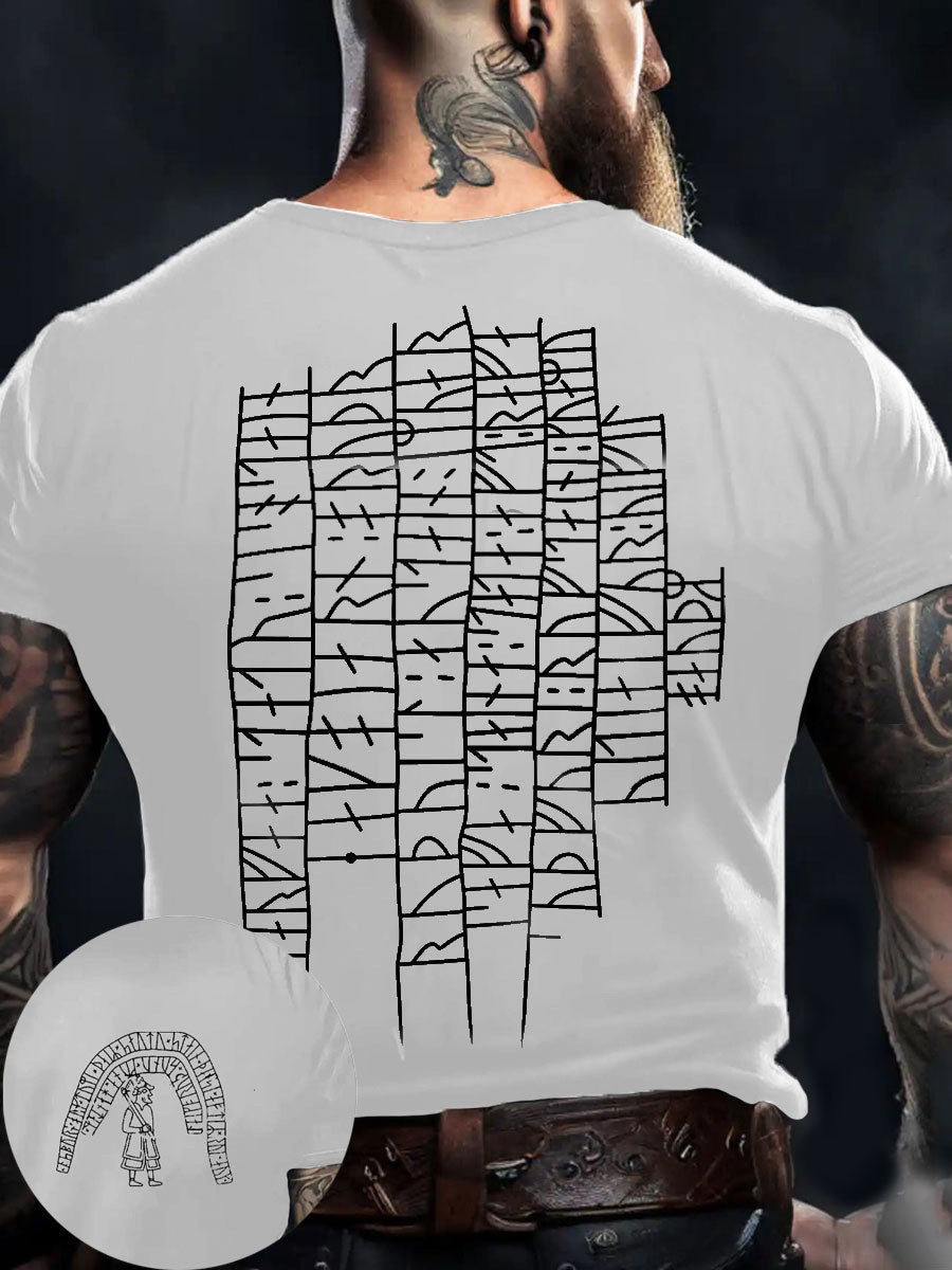 Men's Viking Style Authentic Gotland Runestone Norse Rune Printed T-shirt