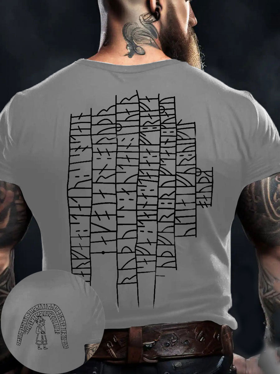 Men's Viking Style Authentic Gotland Runestone Norse Rune Printed T-shirt