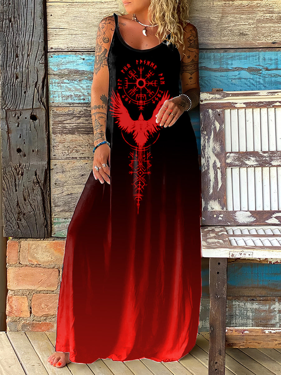 Printed V-Neck Elegant Chic Loose Long Sleeve Maxi Dress
