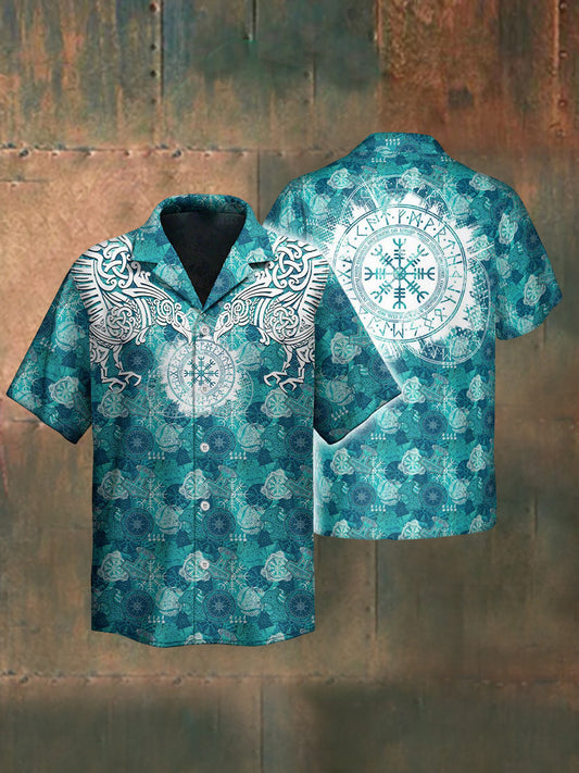 Men's Viking Vegvisir Norse Compass And Celtic Patterns Short Sleeve Shirt