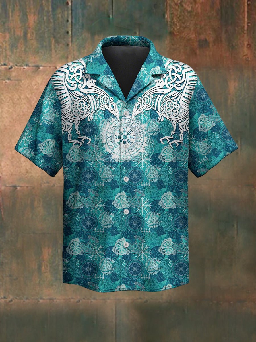 Men's Viking Vegvisir Norse Compass And Celtic Patterns Short Sleeve Shirt