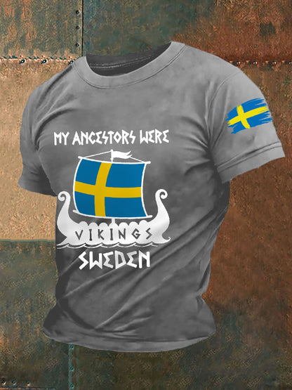 Men's Retro My Ancestors Were Viking Sweden Casual Tee