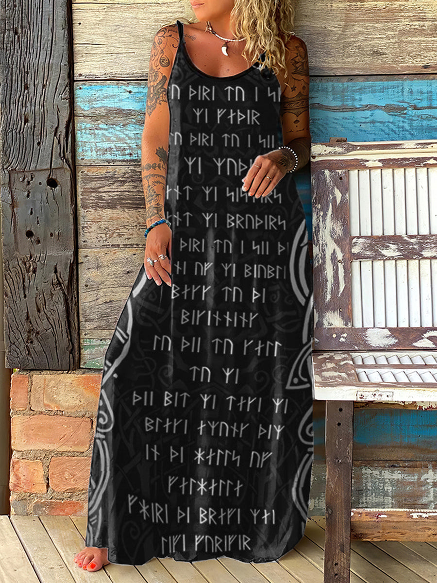 Women's Viking Inspired Print Maxi Dress