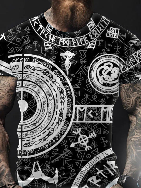 Men's Viking Style Vegvisir Printed T-shirt