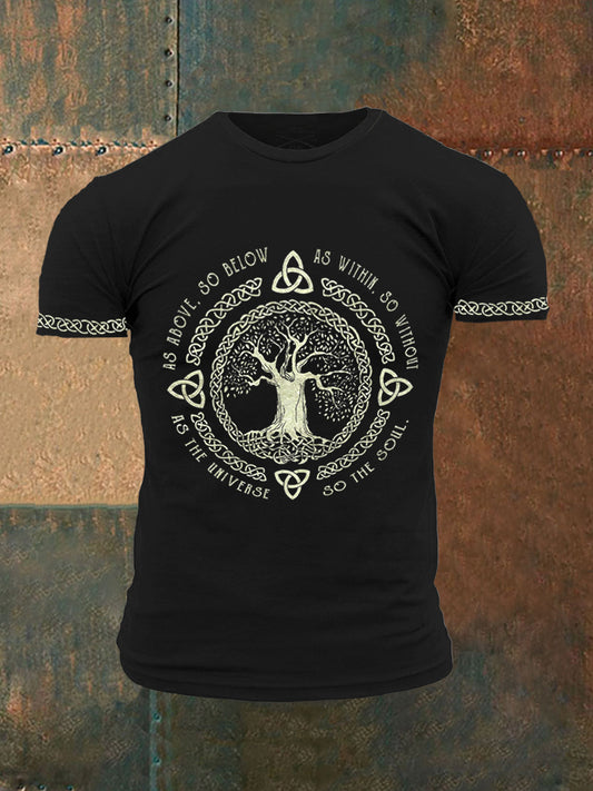 Men's Viking Tree of Life Inspired Print T-Shirt
