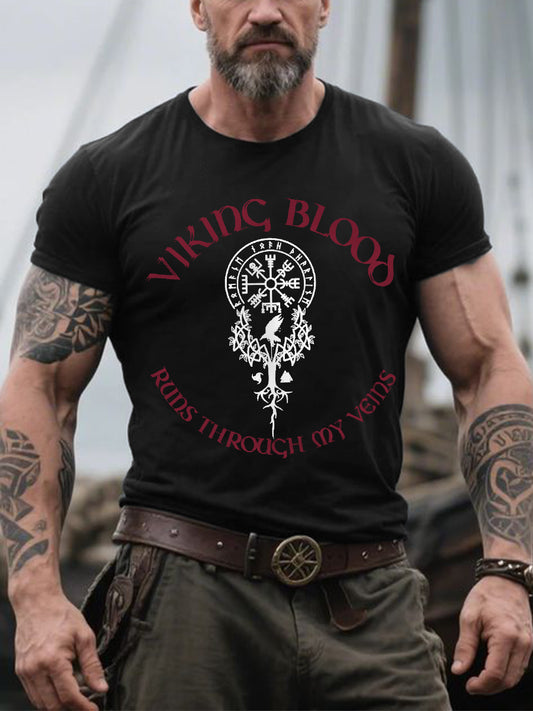 Men's Retro Viking Blood Nordic Style Casual Tee