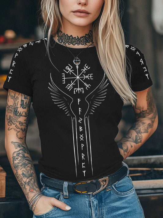 Women's Viking Inspired Print Short Sleeve T-Shirt