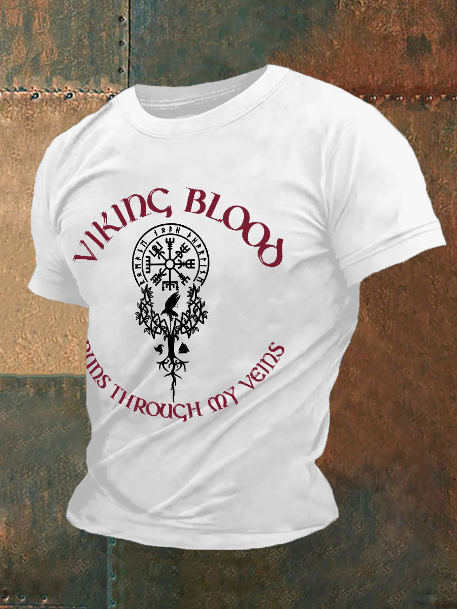 Men's Retro Viking Blood Nordic Style Casual Tee