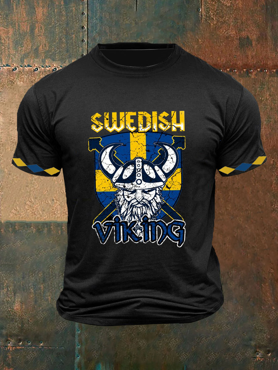 Men's Swedish Viking Ptinted Short Sleeves T-shirt
