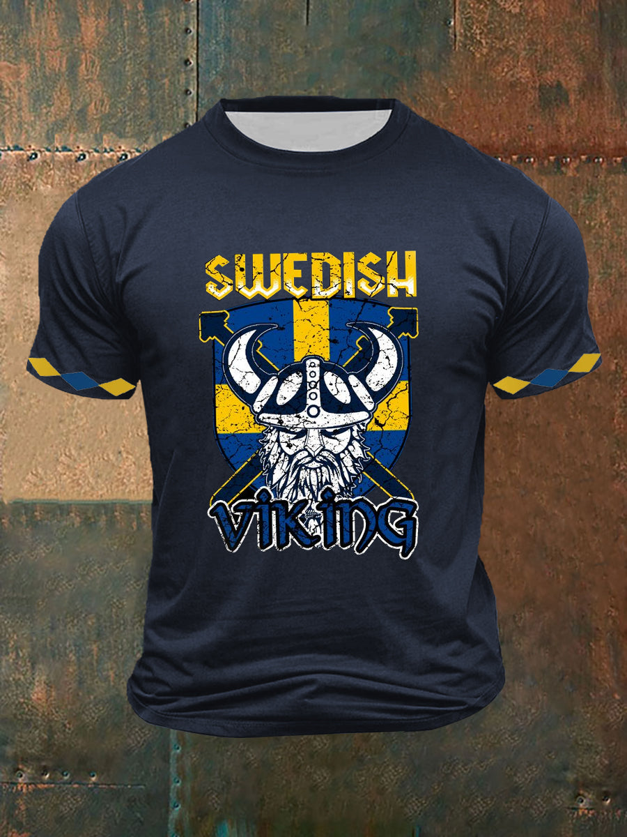 Men's Swedish Viking Ptinted Short Sleeves T-shirt