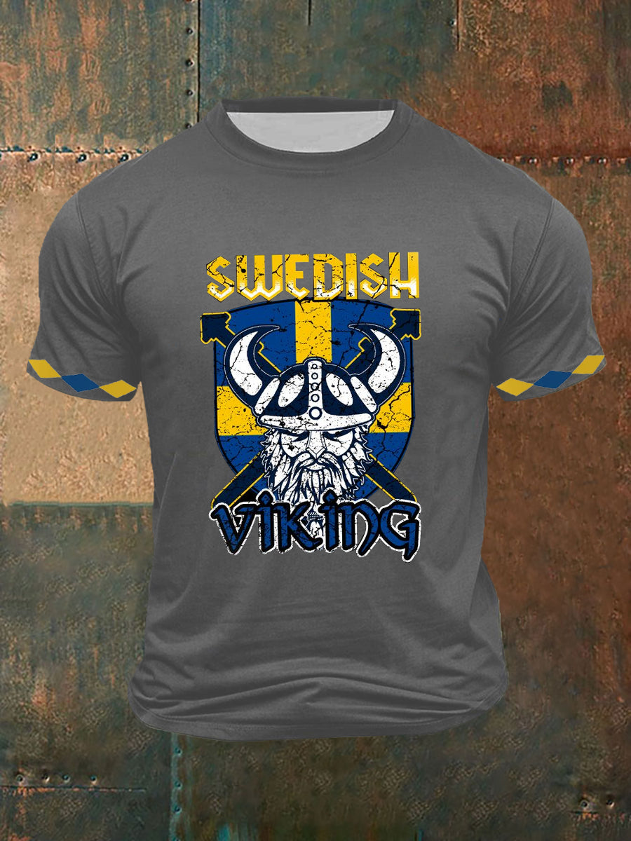 Men's Swedish Viking Ptinted Short Sleeves T-shirt