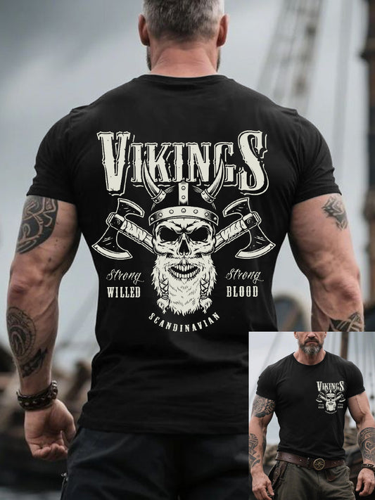 Men's Retro Viking Warrior Nordic Style Casual Tee