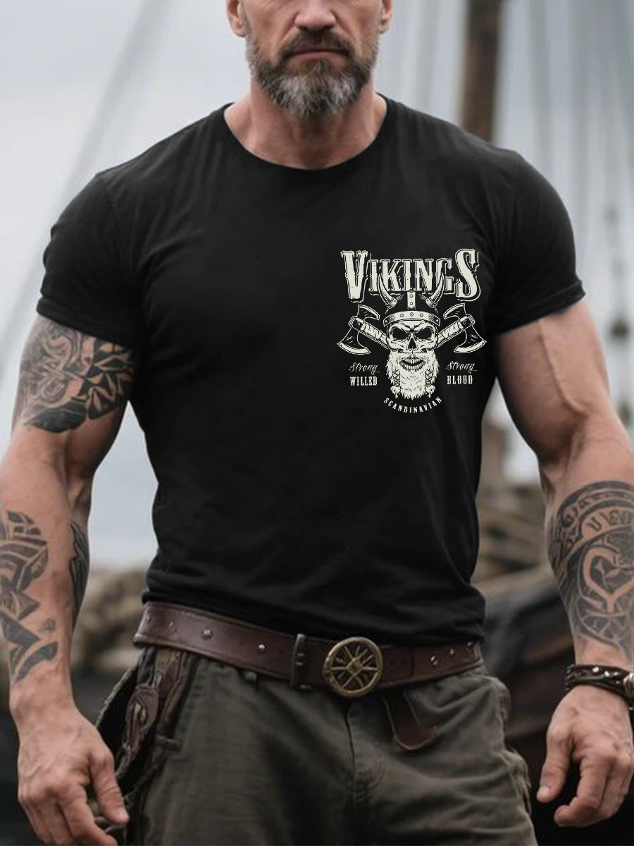 Men's Retro Viking Warrior Nordic Style Casual Tee