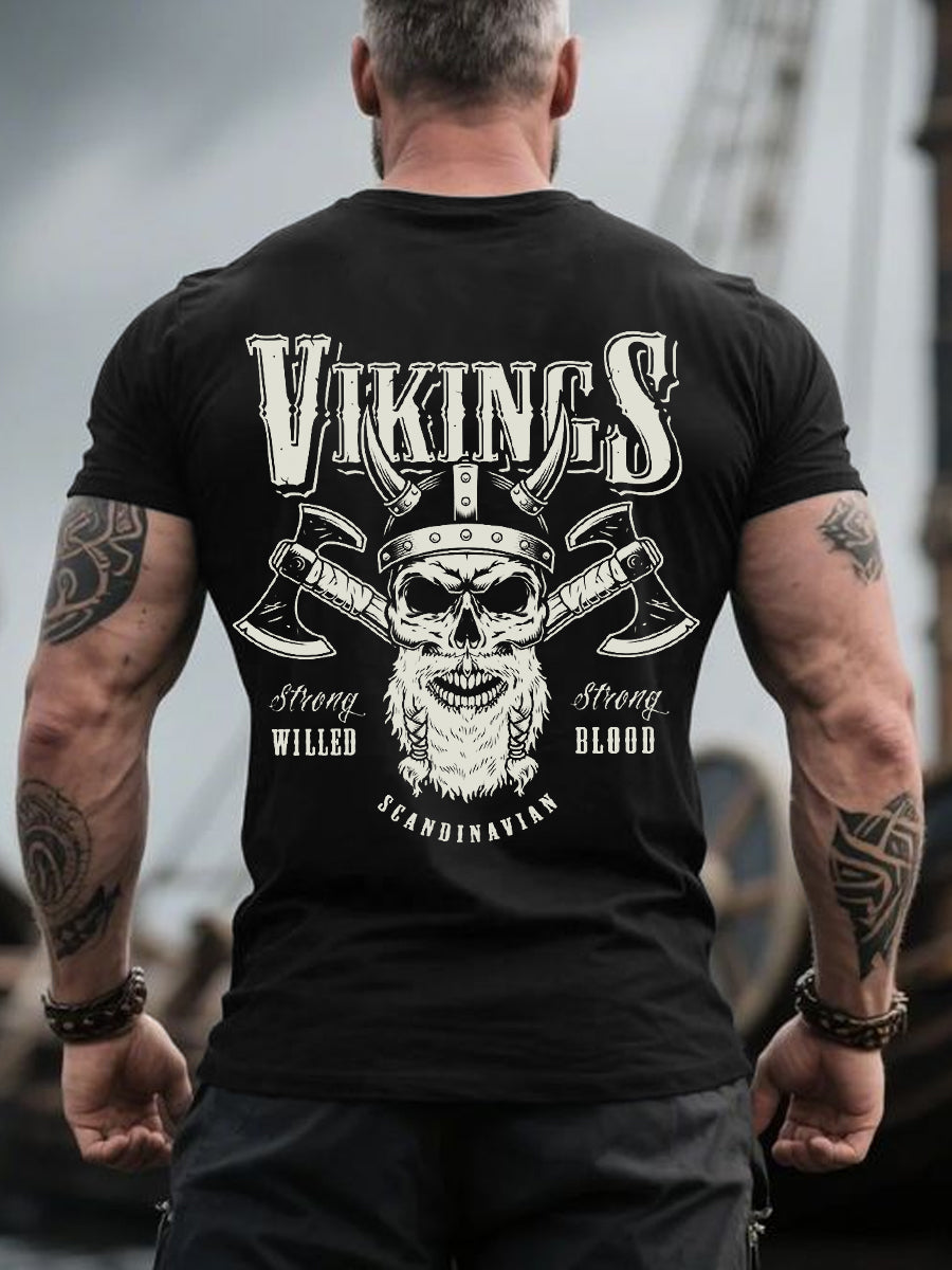 Men's Retro Viking Warrior Nordic Style Casual Tee