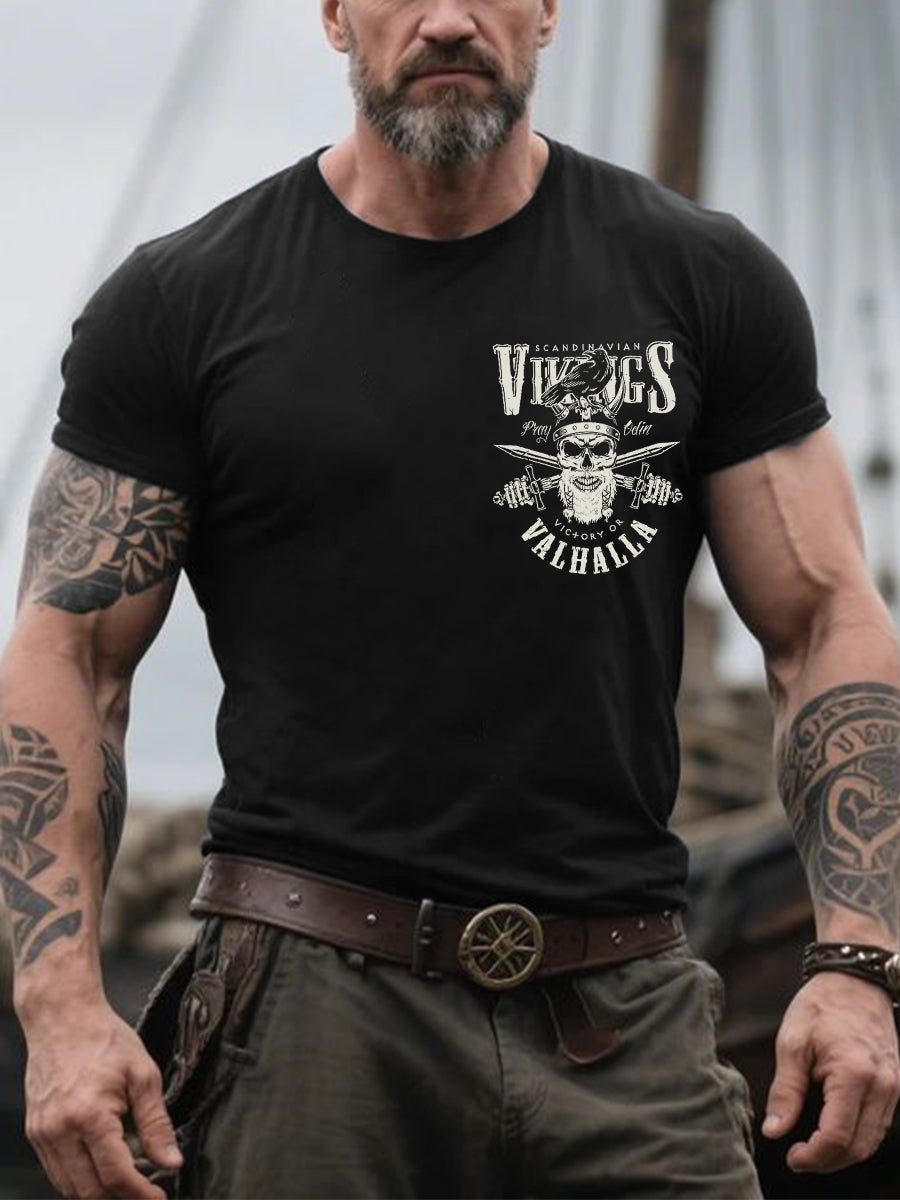 Men's Retro Viking Warrior Nordic Style Casual Tee