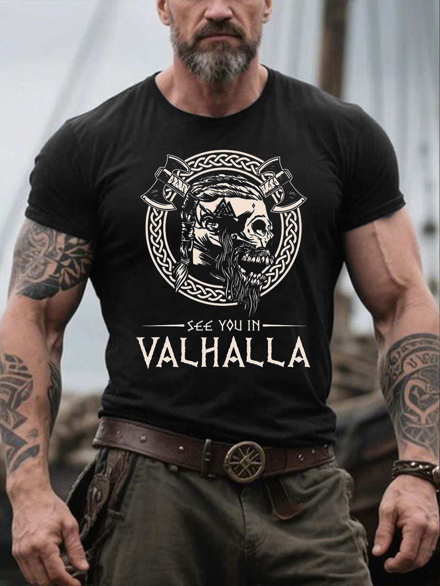 Men's Viking Style See You In Vahalla Printed Shorts