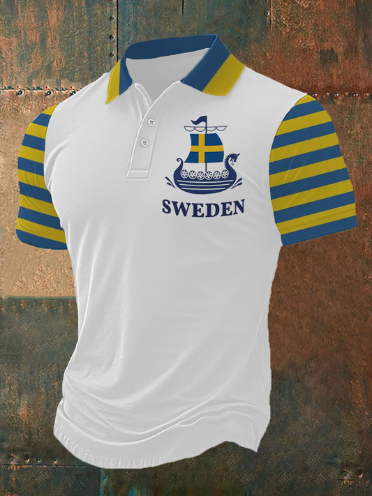 Men's Swedish Viking Ptinted Short Sleeves POLO Shirt