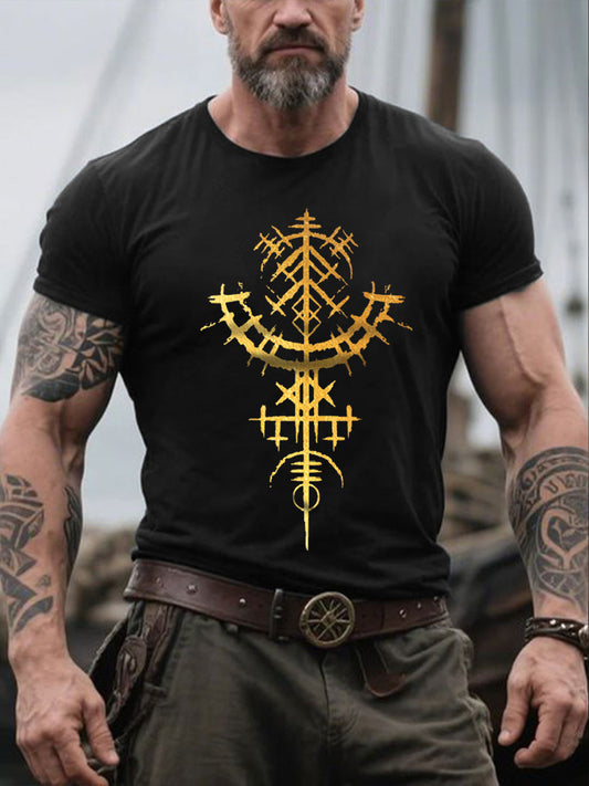 Men's Viking Style Vegvísir Printed T-shirt