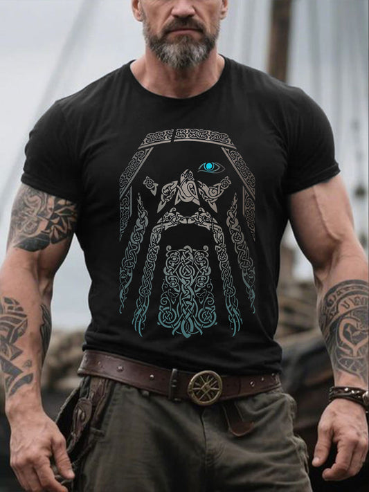 Men's Viking Style Odin Printed T-shirt