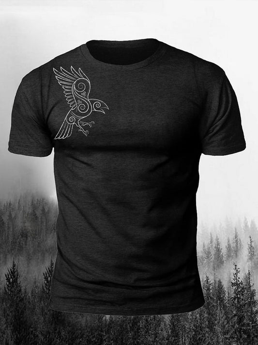 Men's Viking Style Ravens Printed T-shirt