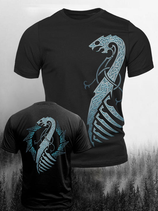 Men's Viking Style Norrh Celtic Dragon Printed T-shirt