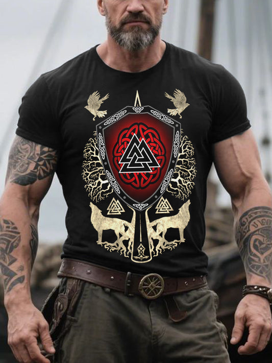 Men's Retro Viking Symbols Nordic Style Casual Tee