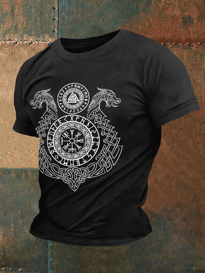 Men's Retro Viking Symbols Nordic Style Casual Tee