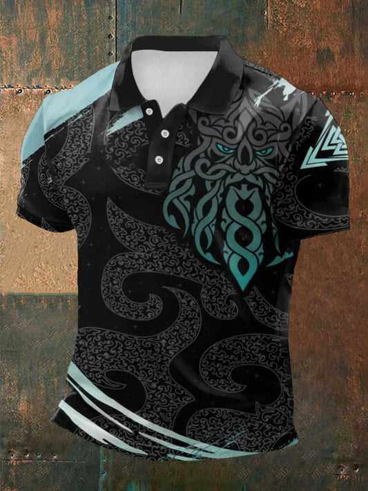Men's Viking Print Short Sleeves Shirt