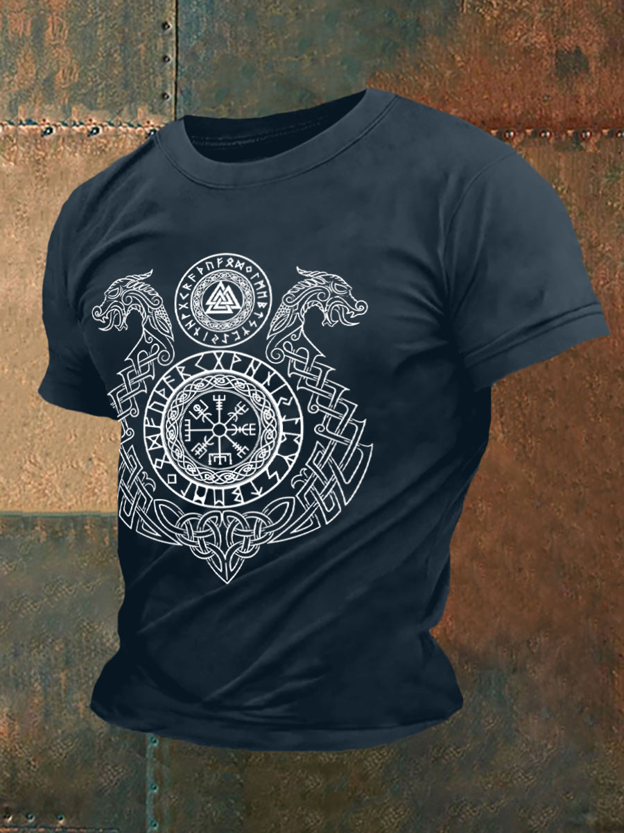 Men's Retro Viking Symbols Nordic Style Casual Tee