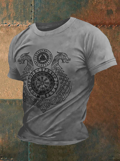 Men's Retro Viking Symbols Nordic Style Casual Tee