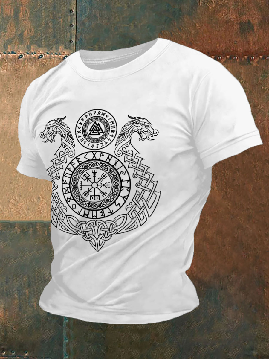Men's Retro Viking Symbols Nordic Style Casual Tee