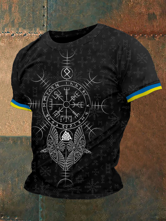 Men's Retro Viking Symbols Nordic Style Casual Tee