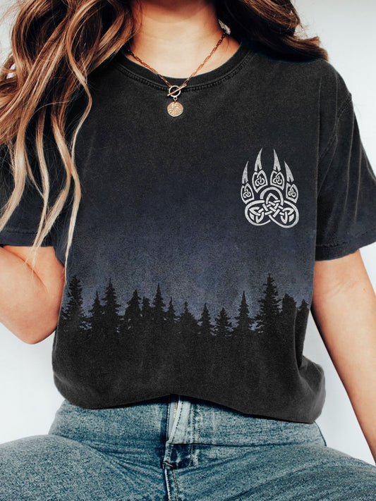 Women's Viking Inspired Nordic Style Forest Print T-Shirt
