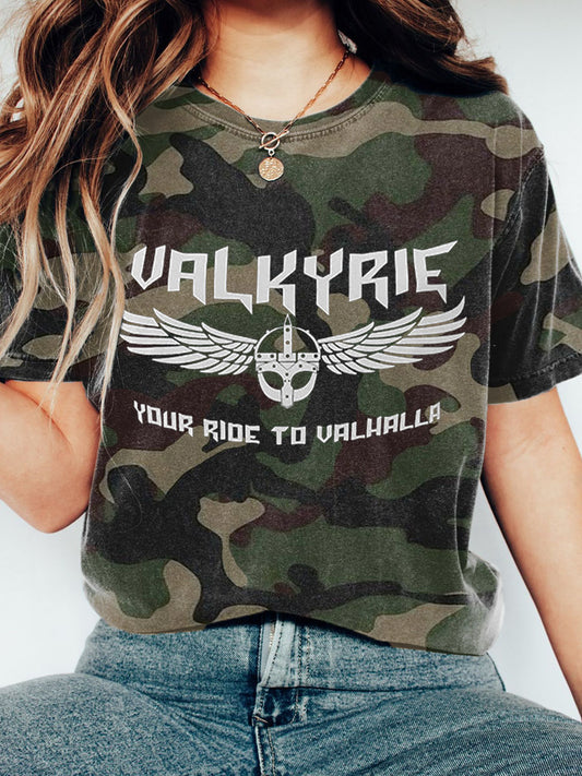 Women's Viking Inspired Print Camouflage T-Shirt