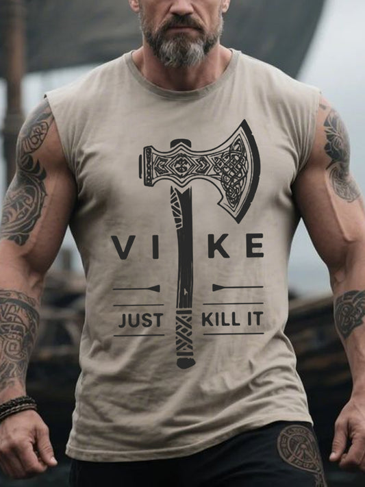 Men's Retro Viking Battle Axe Nordic Style Casual Tank Top